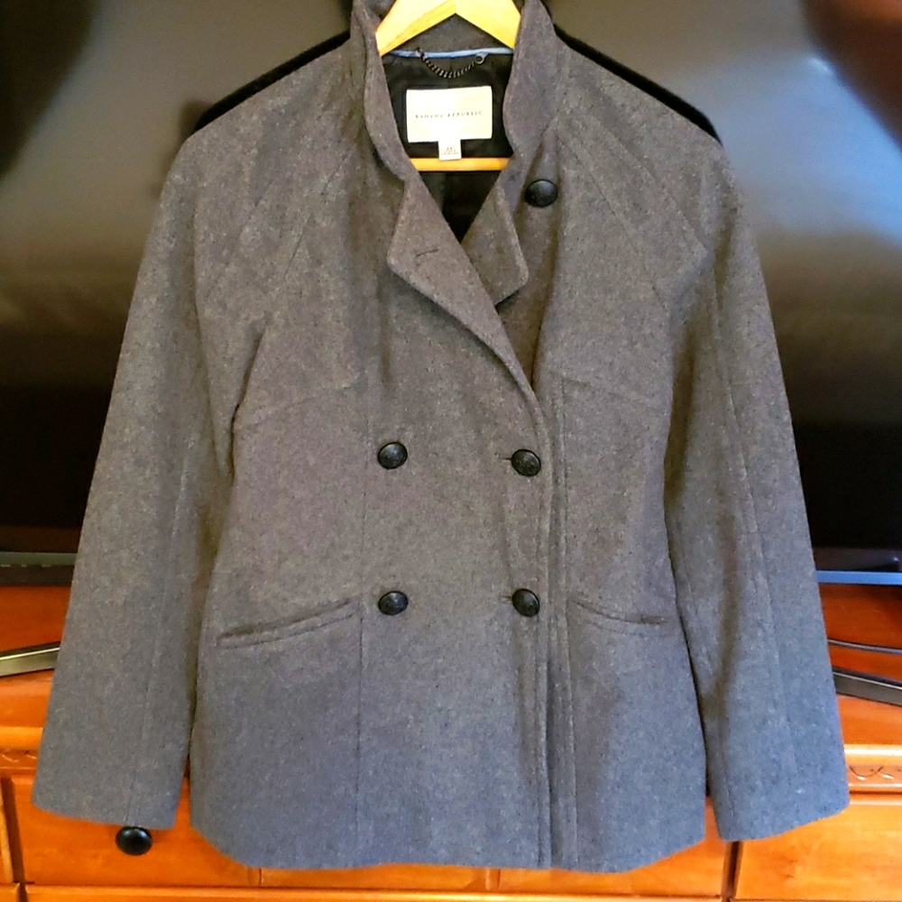 Banana Republic Grey Heather Wool Peacoat - XS